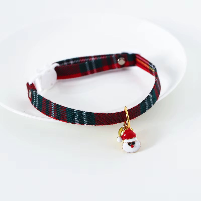 Christmas Holiday Cat Collar Adjustable Neck Strap Puppy Kitten Chihuahua Collars with Pendant Pets Rabbit Necklace Supplies