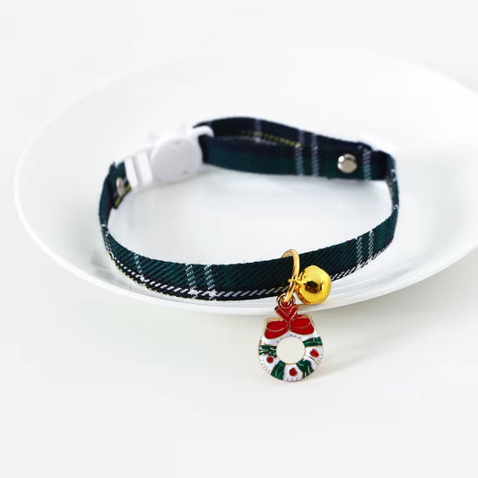 Christmas Holiday Cat Collar Adjustable Neck Strap Puppy Kitten Chihuahua Collars with Pendant Pets Rabbit Necklace Supplies